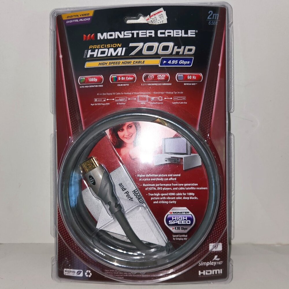 Monster Cable Precision HDMI 700HD High Speed HDMI Cable 4.95Gbps 2m 6.56ft